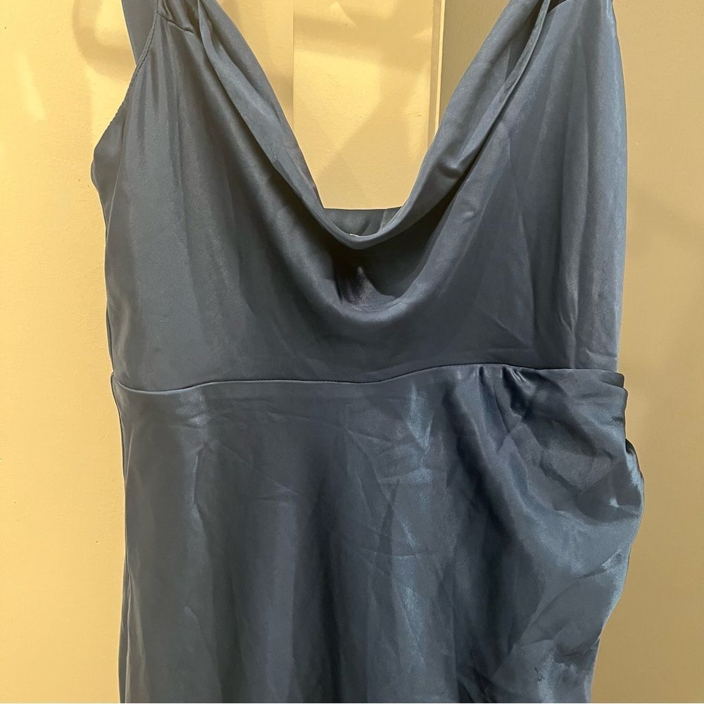 NWT Runaway the Label Maxi Midi Dress Navy Havanna Cowl Neck Wedding Guest sz L - Picture 3 of 11